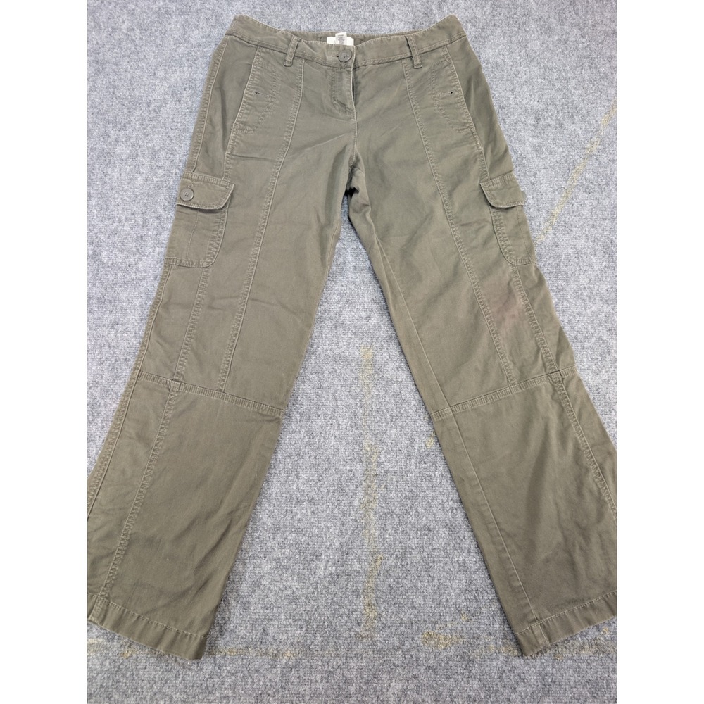 Loft Cargo Pants Trousers Womens Straight Cotton Spandex Green 8P Utility Petite